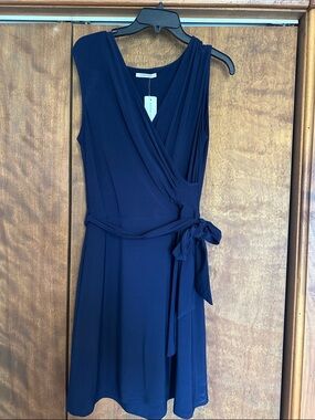 41 Hawthorn Navy Sleeveless Wrap Midi Dress with Side Tie